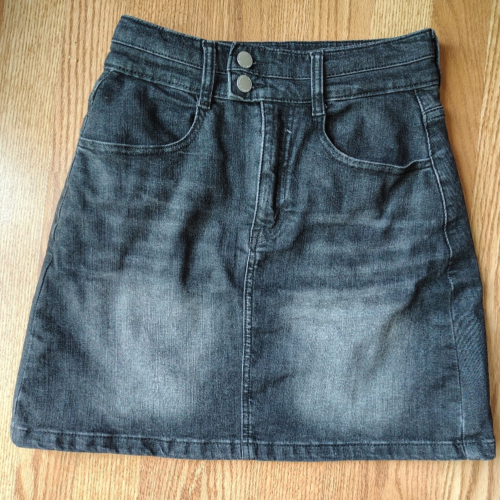 66 Girls Korean Fashion Black Denim Mini Skirt